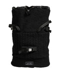 Sac à dos Dolce & Gabbana en tricot de laine mélangée noir, sac de voyage pratique et élégant avec fermeture à cordon.