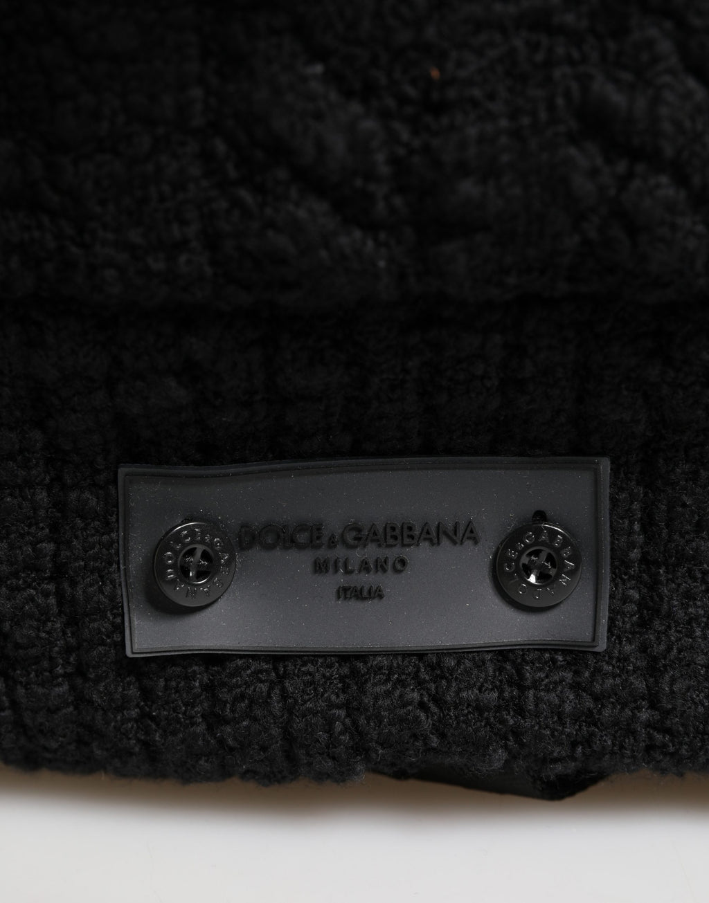 Sac à dos Dolce & Gabbana en tricot de laine mélangée noir, style duffel pour voyager, avec poignées et fermeture zippée.