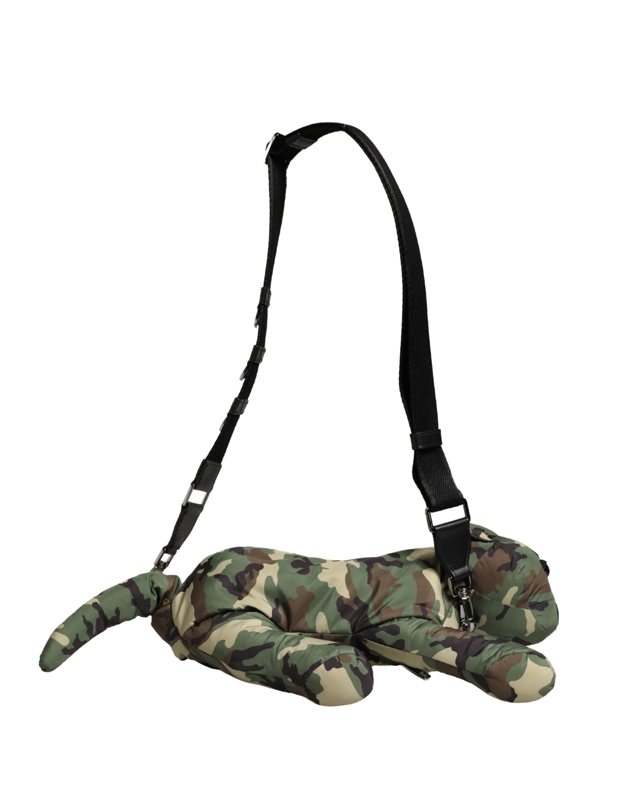 Sac à taille Dolce & Gabbana multicolore camouflage avec silhouette d'animal et motifs de camouflage.