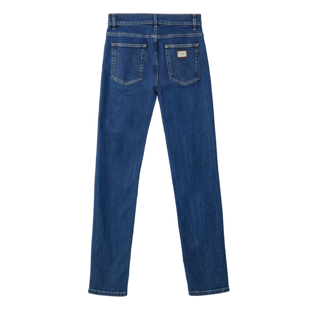 Jeans skinny en coton bleu Dolce & Gabbana, ajustés, avec détails modernes et couture élégante.