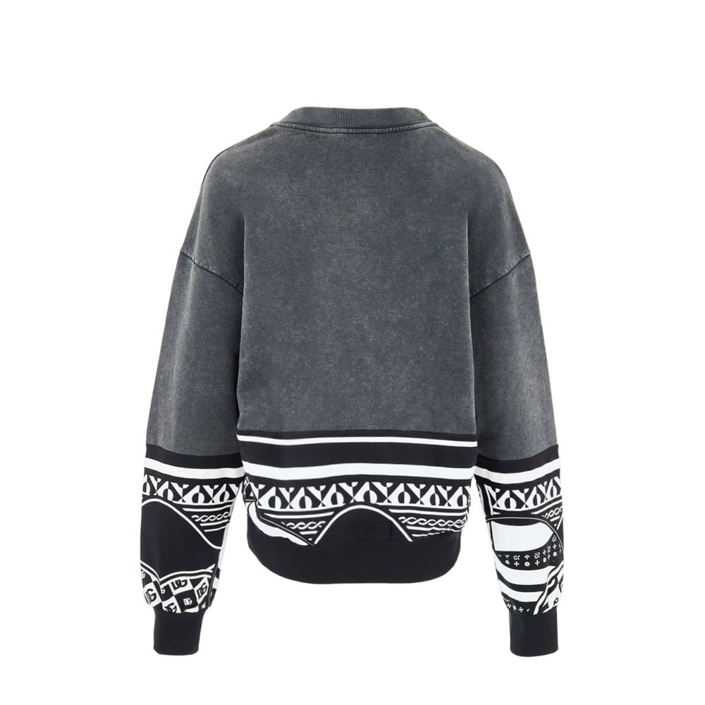 Sweat-shirt en coton noir de Dolce & Gabbana, style décontracté avec logo de la marque visible à l'avant.