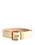 Prada Beige Leather Logo Waist Women Gold Metal Buckle Belt