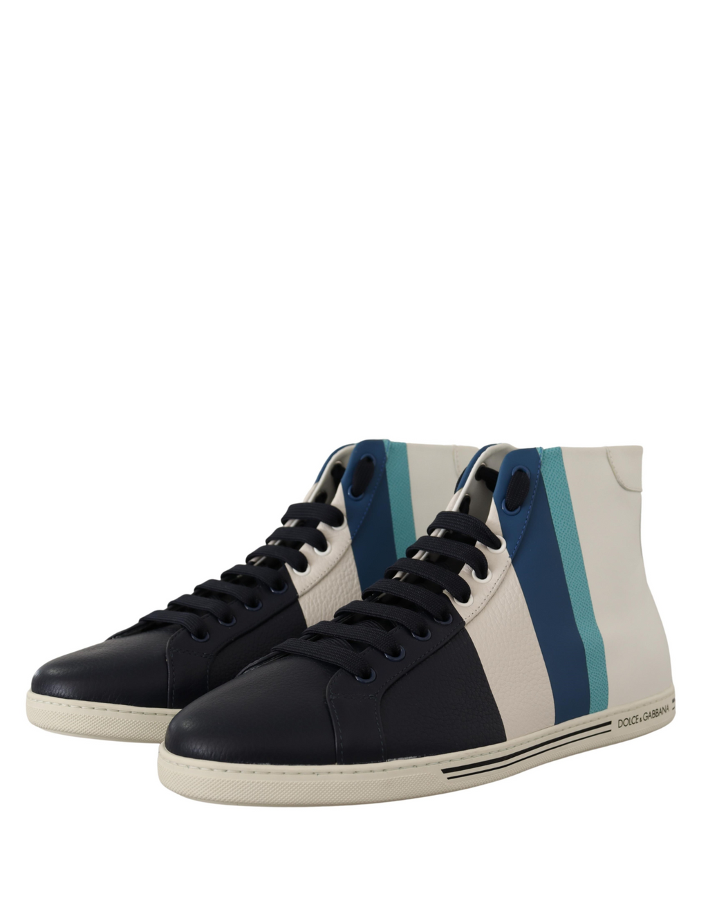 Chaussures sneakers montantes en cuir multicolore Dolce & Gabbana, style moderne et tendance, visibles dans l'image.