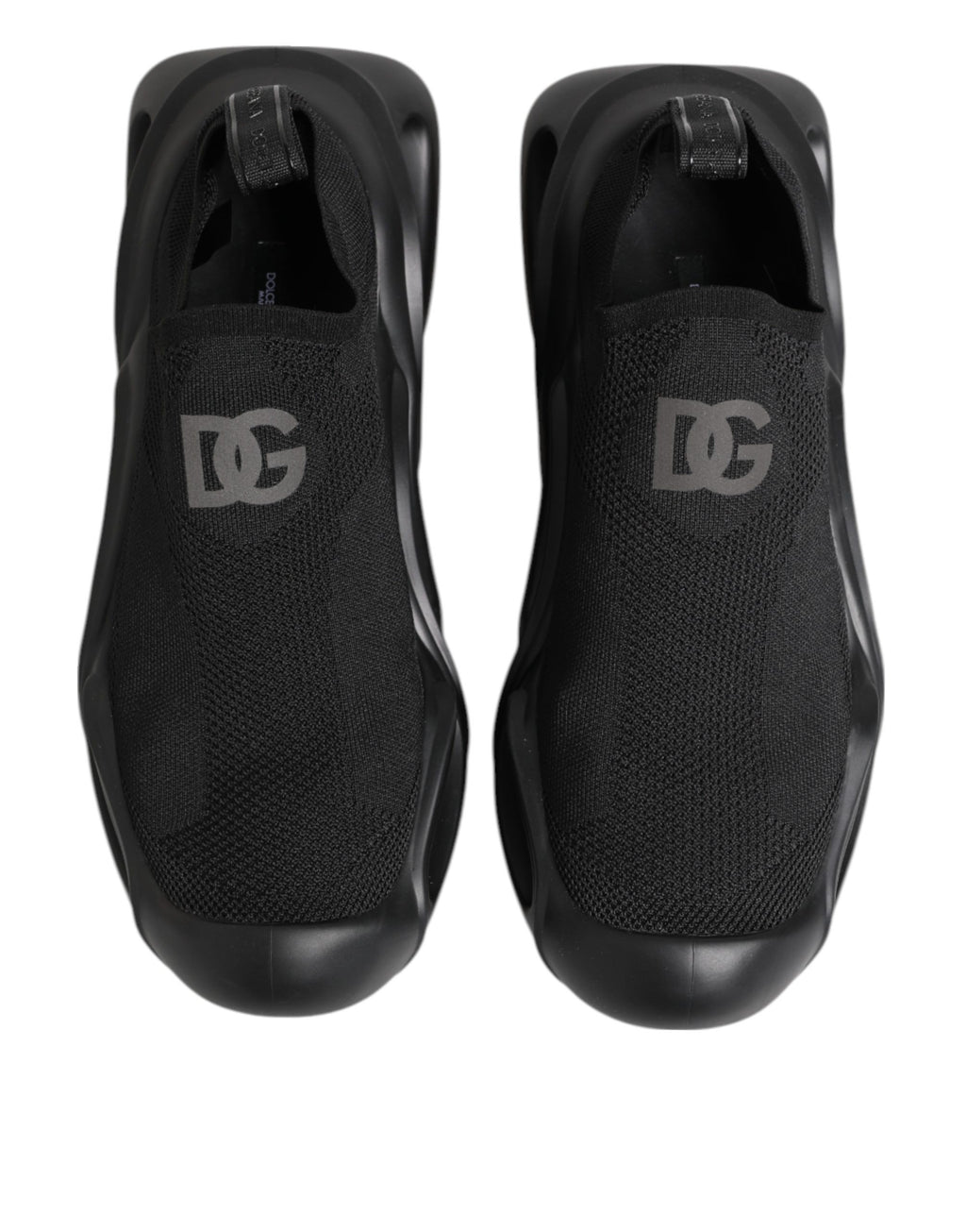 Chaussures Dolce & Gabbana Slip On Wave Noires, baskets basses élégantes avec design moderne et finition en cuir.