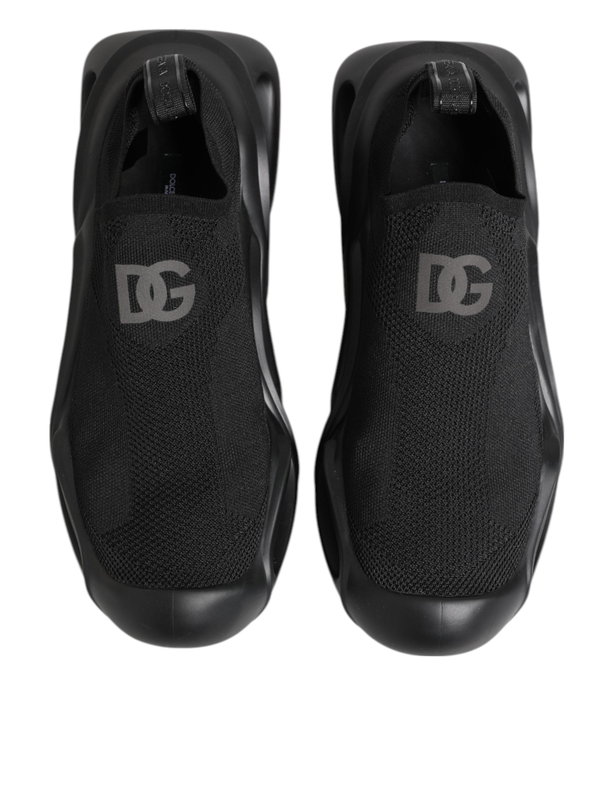 Chaussures Dolce & Gabbana Slip On Wave Noires, baskets basses élégantes avec design moderne et finition en cuir.