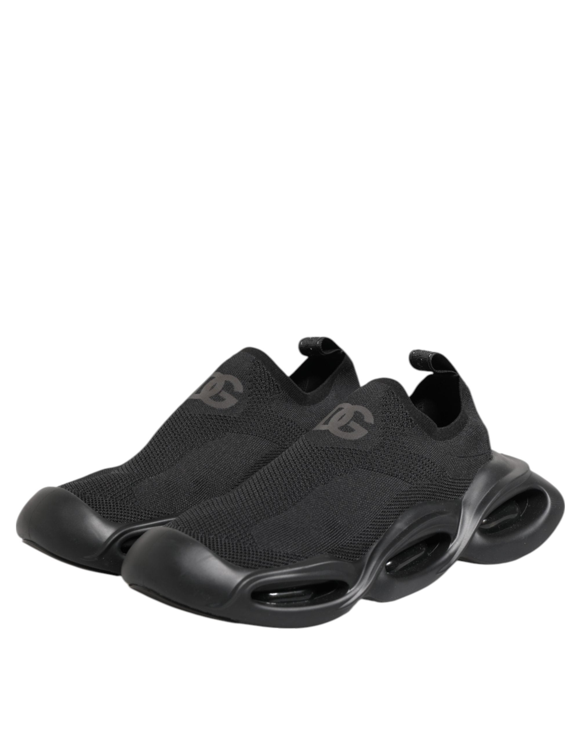 Chaussures Dolce & Gabbana, baskets basses noires Slip On Wave, style décontracté et moderne, vue de face.