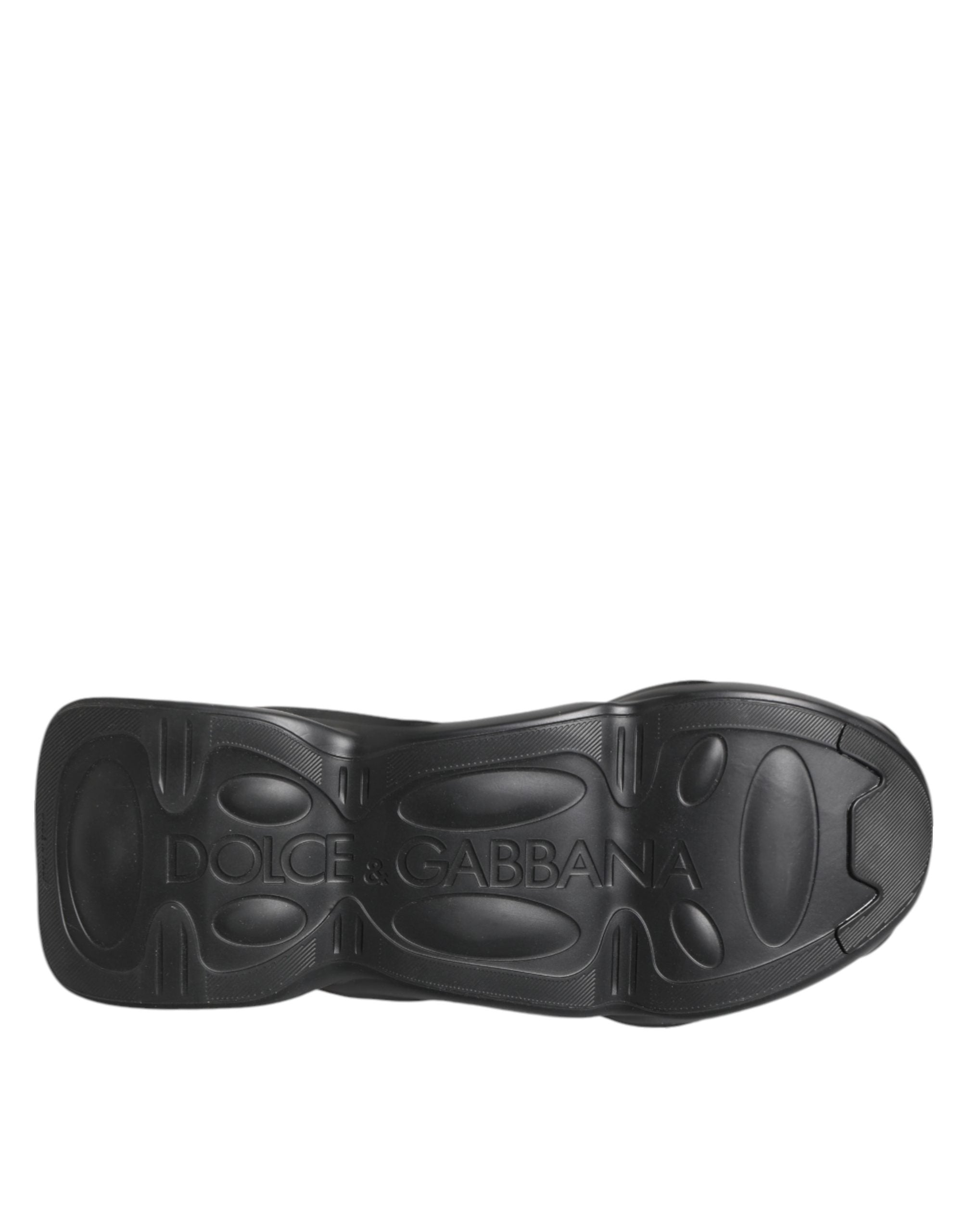 Chaussures sneakers basses Dolce & Gabbana noires Slip On Wave, style décontracté et moderne, vue de face.