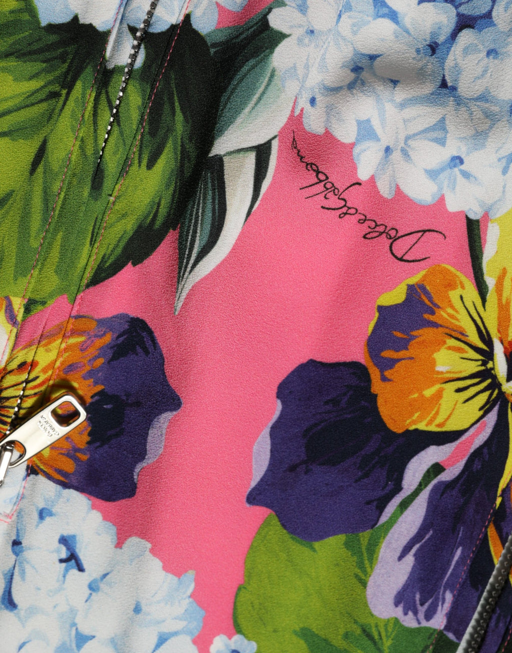 Cardigan zip Dolce & Gabbana à fleurs multicolores, veste en tricot avec motif floral vibrant.