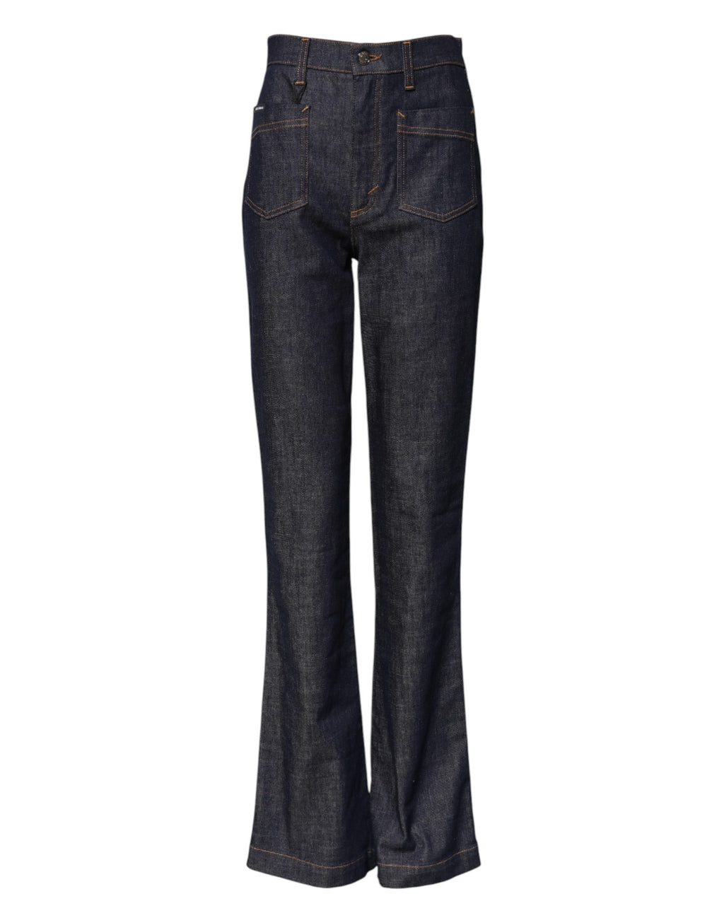 Jeans en denim bleu foncé Dolce & Gabbana, coupe évasée et large, en coton avec style décontracté et tendance.