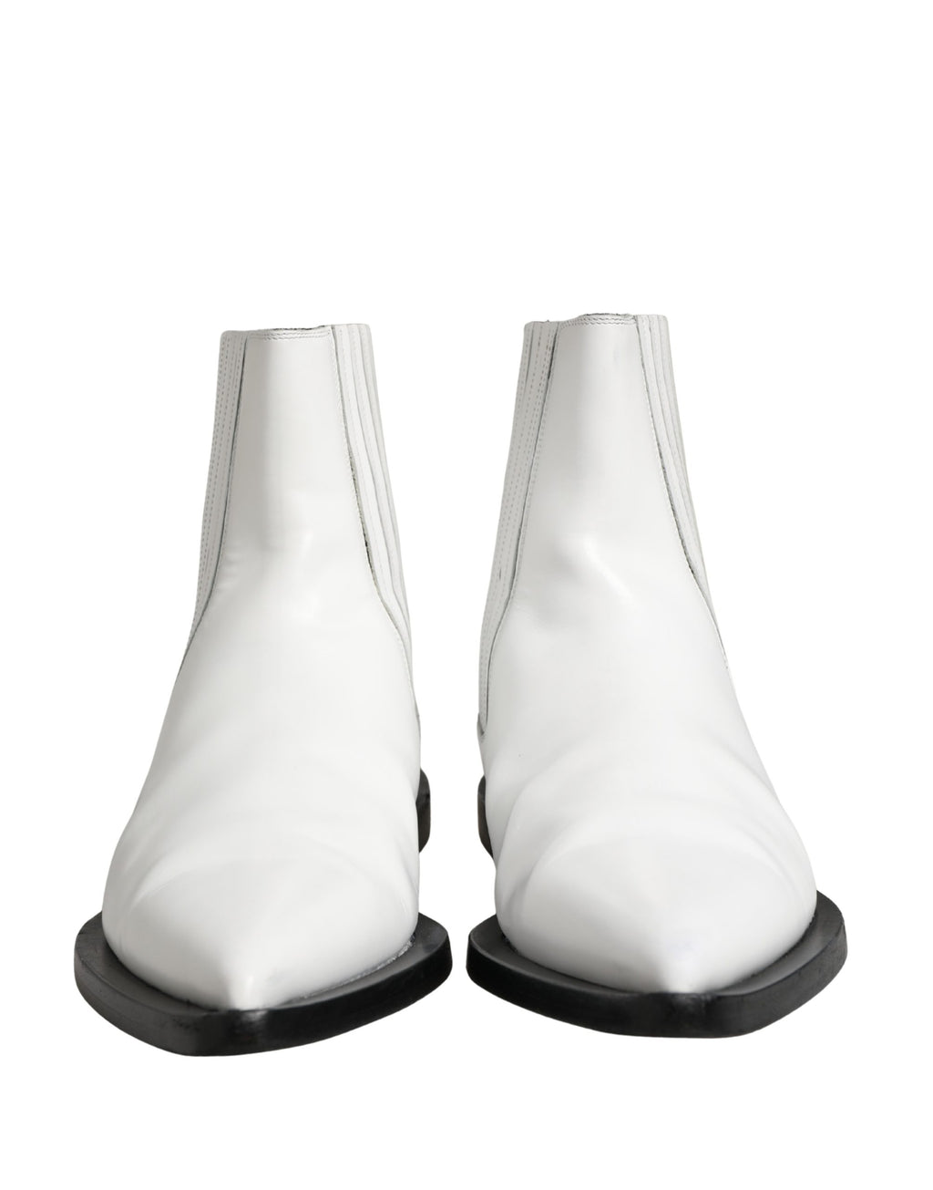 Bottes Chelsea blanches en cuir Dolce & Gabbana pour femmes, chaussures slip-on élégantes et confortables à la cheville.