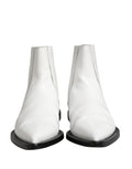 Bottes Chelsea blanches en cuir Dolce & Gabbana pour femmes, chaussures slip-on élégantes et confortables à la cheville.