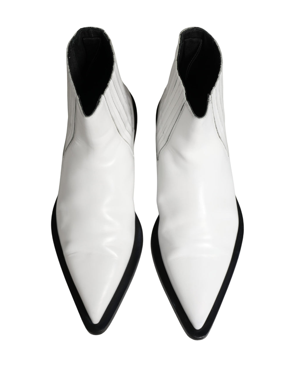 Bottes Chelsea blanches en cuir Dolce & Gabbana, chaussures slip-on élégantes pour femme avec semelle noire.