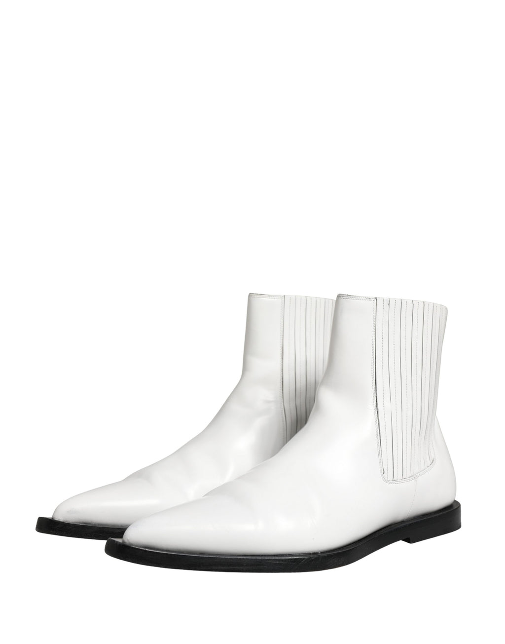 Chaussures bottines Chelsea blanches en cuir Dolce & Gabbana, slip-on élégants pour femmes ou hommes