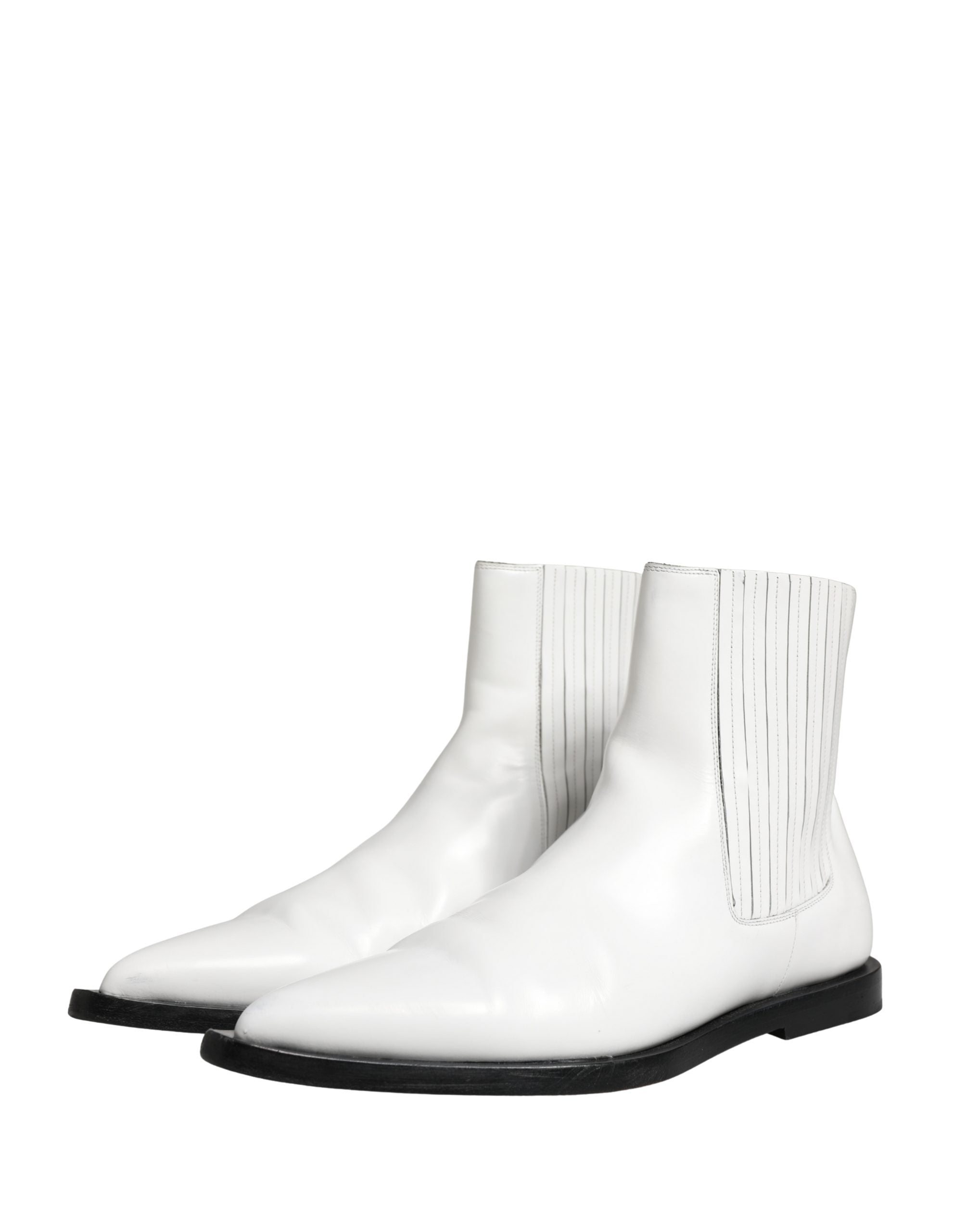 Chaussures bottines Chelsea blanches en cuir Dolce & Gabbana, slip-on élégants pour femmes ou hommes