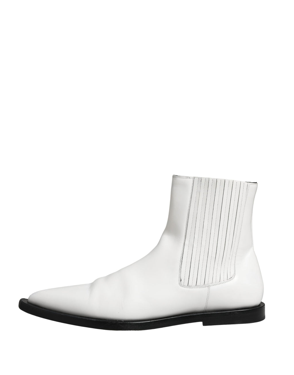 Chaussures Chelsea blanches en cuir de Dolce & Gabbana, bottines slip-on élégantes pour femmes, style classique et sophistiqué.