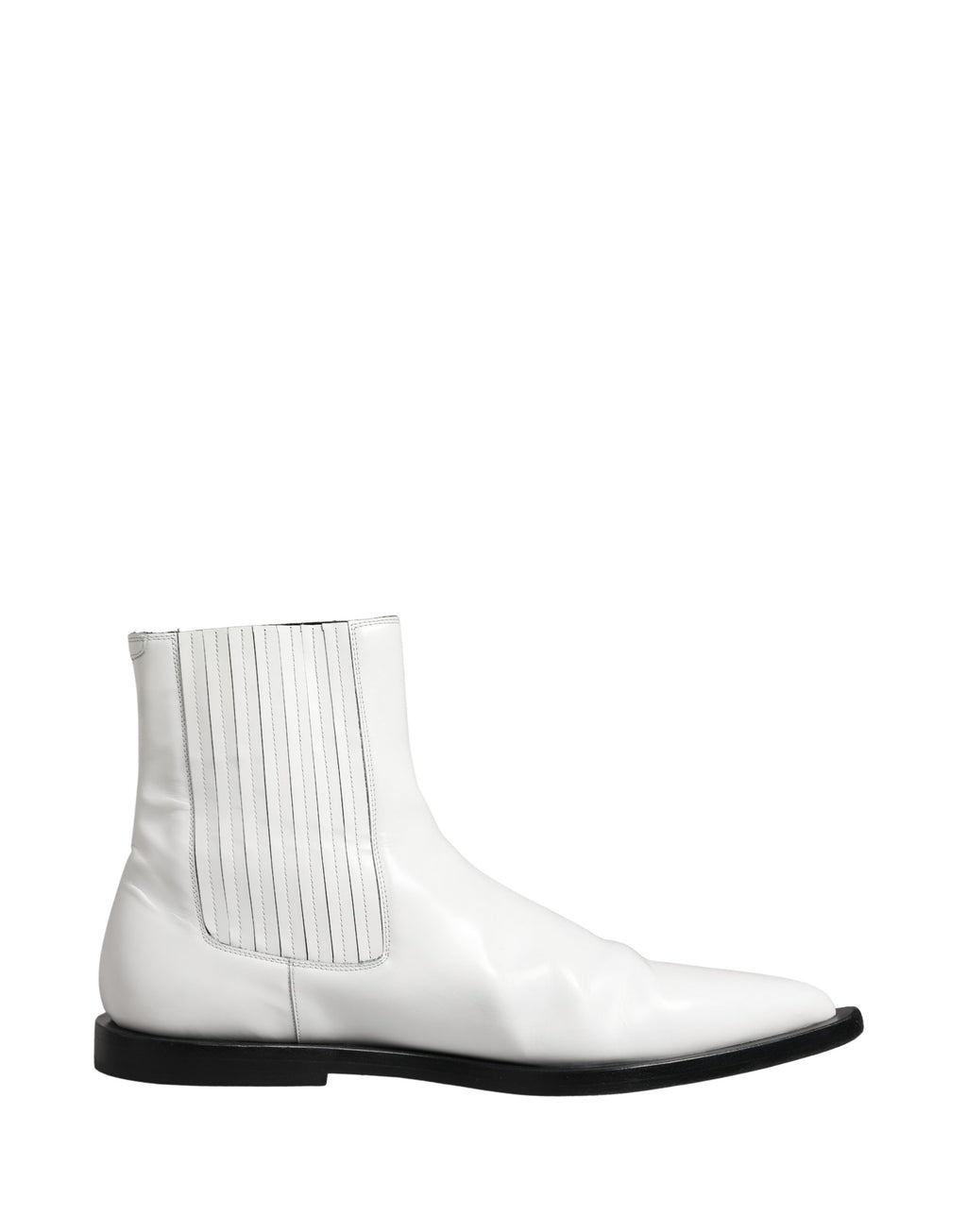 Bottes Chelsea blanches en cuir Dolce & Gabbana, chaussures à enfiler pour ankle, semelle durable, style élégant et moderne.