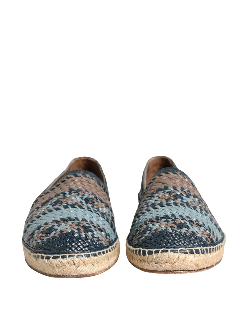 Chaussures espadrilles Dolce & Gabbana Buffalo bleu gris à enfiler, finition élégante, semelle en corde naturelle.