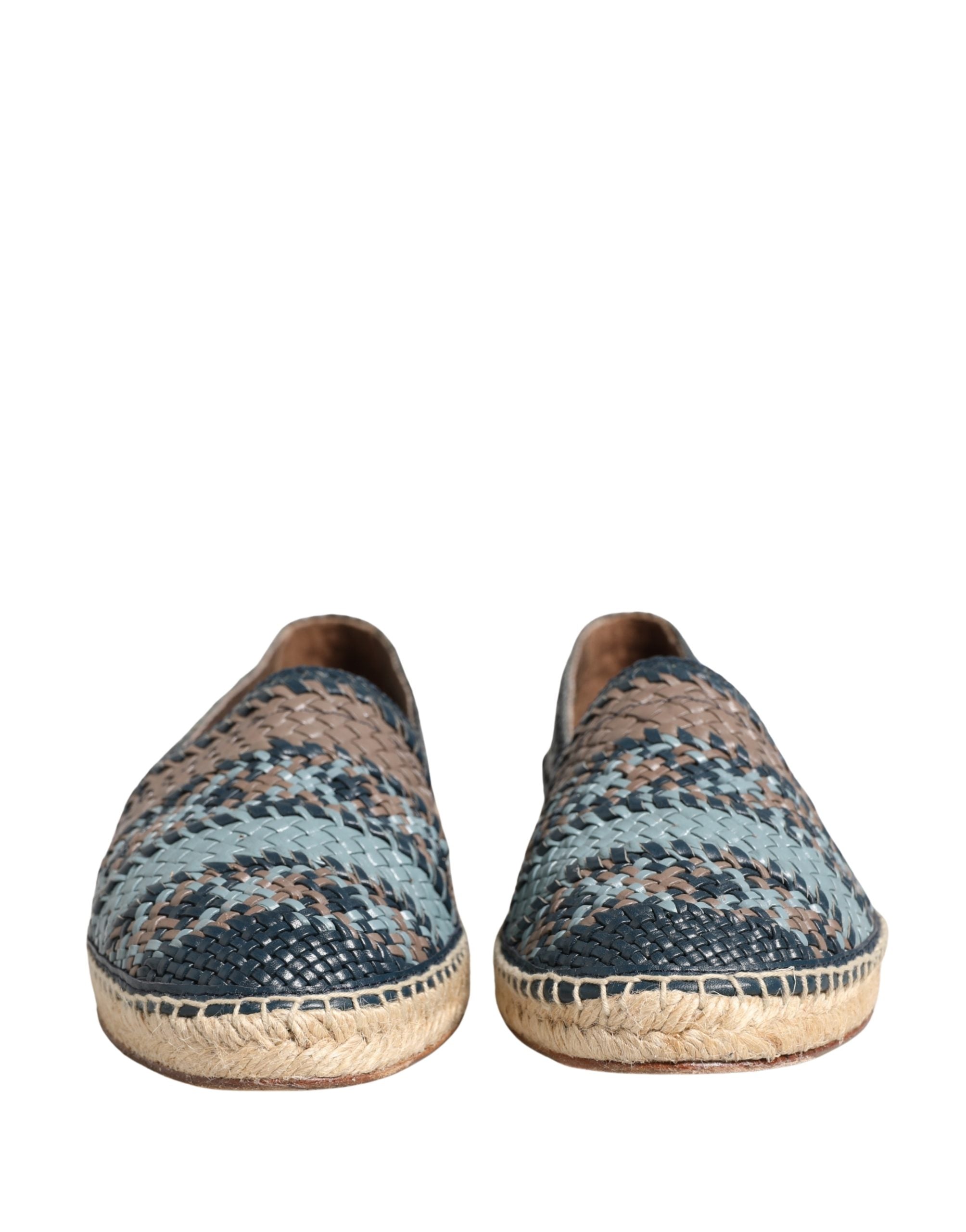 Chaussures espadrilles Dolce & Gabbana Buffalo bleu gris à enfiler, finition élégante, semelle en corde naturelle.