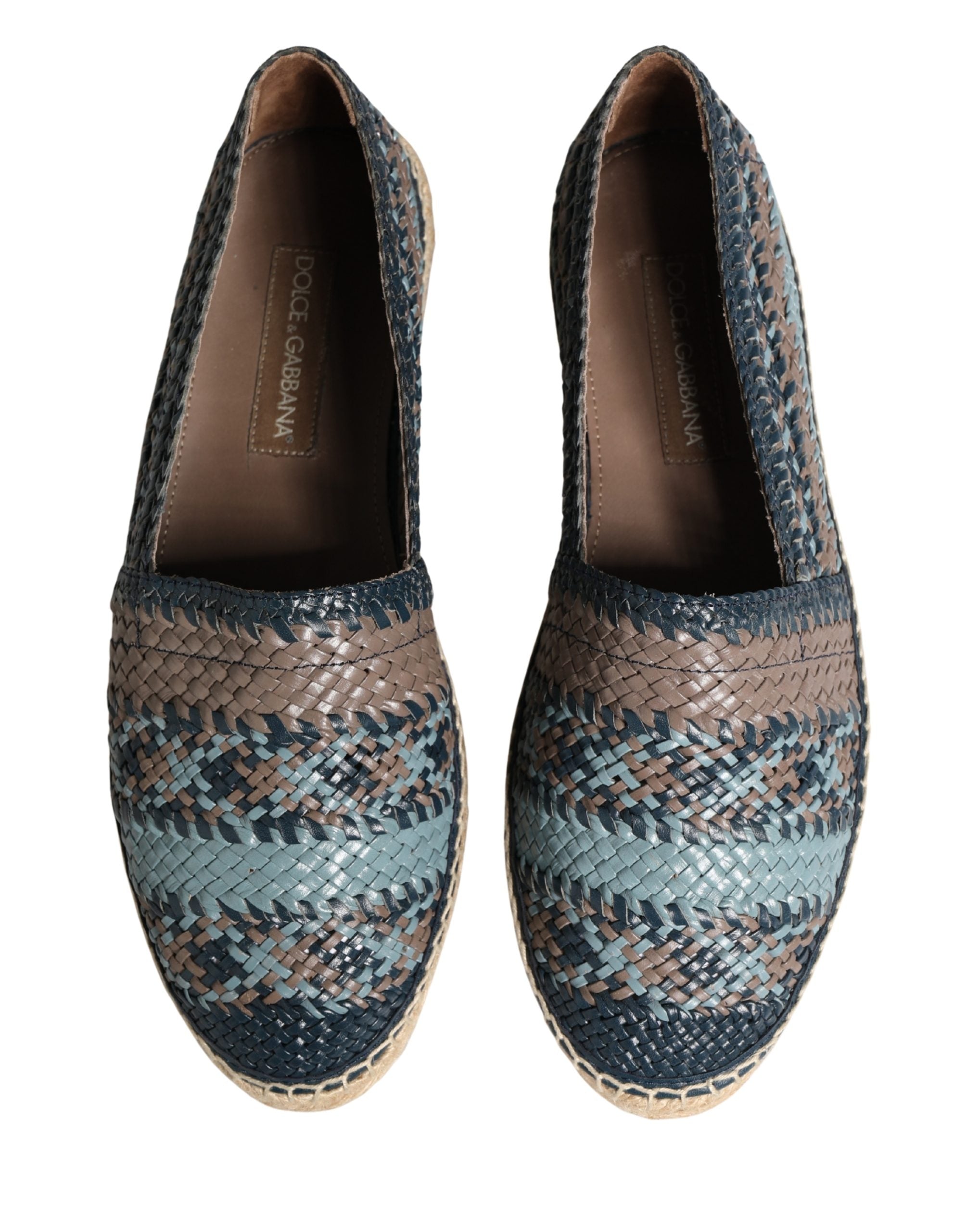 Chaussures slip-on Dolce & Gabbana Buffalo espadrilles bleues et grises, légères et confortables, en toile avec semelle en corde.