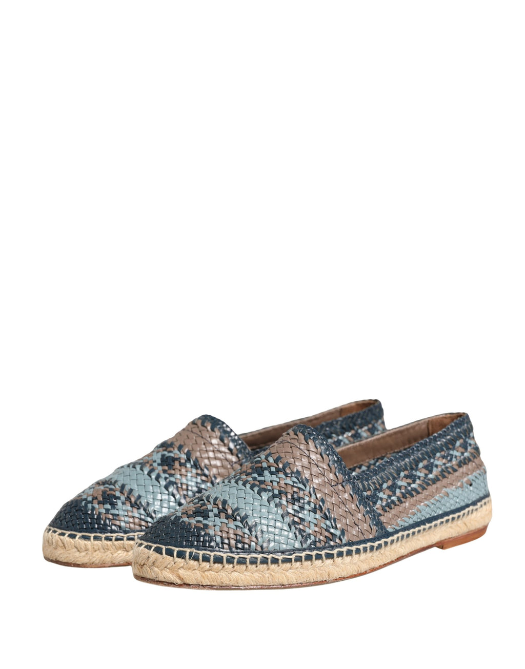 Chaussures espadrilles Dolce & Gabbana en daim bleu gris à enfiler, style buffalo et confort élégant.