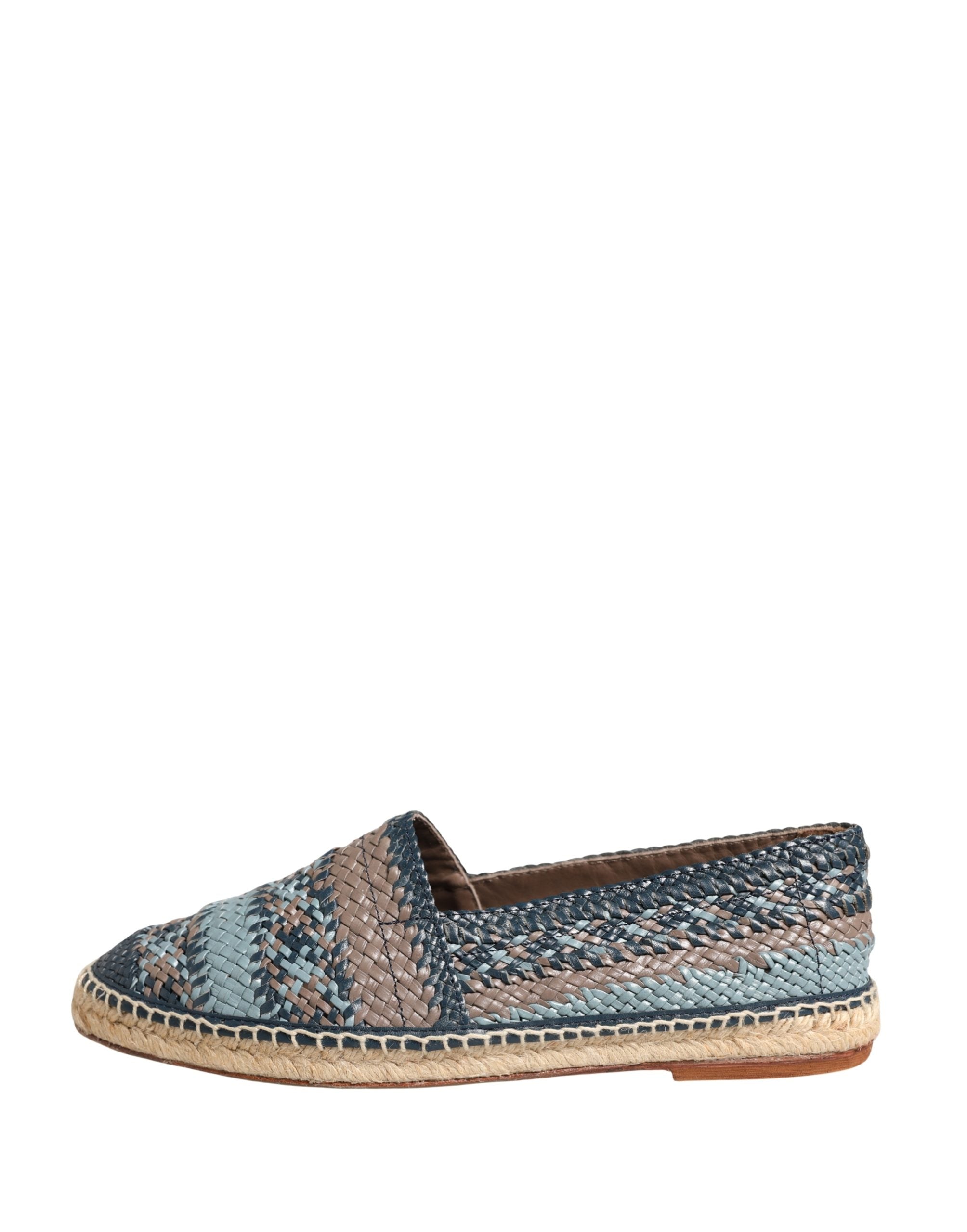 Chaussures espadrilles Dolce & Gabbana Blue Gray Slip On Buffalo, semelle en corde, style décontracté et élégant.