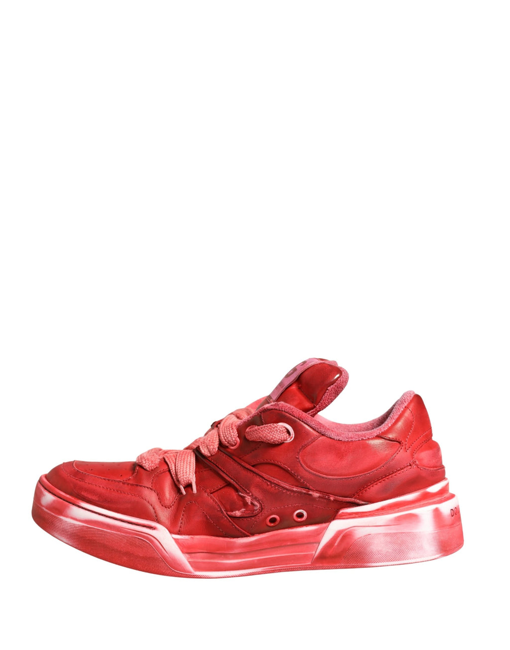 Chaussures sneakers pour homme Dolce & Gabbana en daim rouge délavé, style décontracté et tendance.
