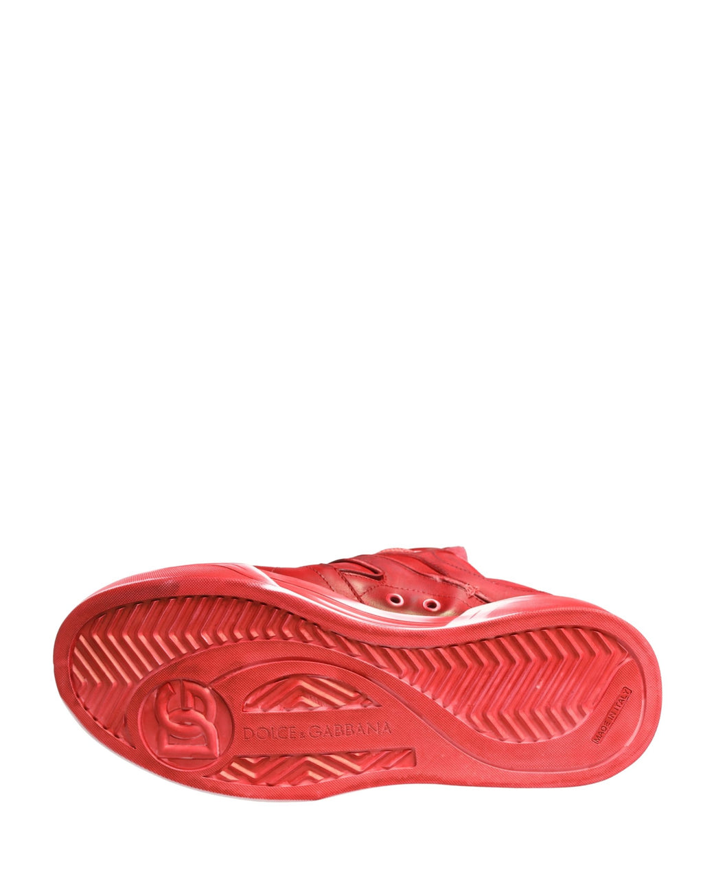 Chaussures sneakers pour hommes Dolce & Gabbana en daim rouge distressed, style décontracté et tendance.