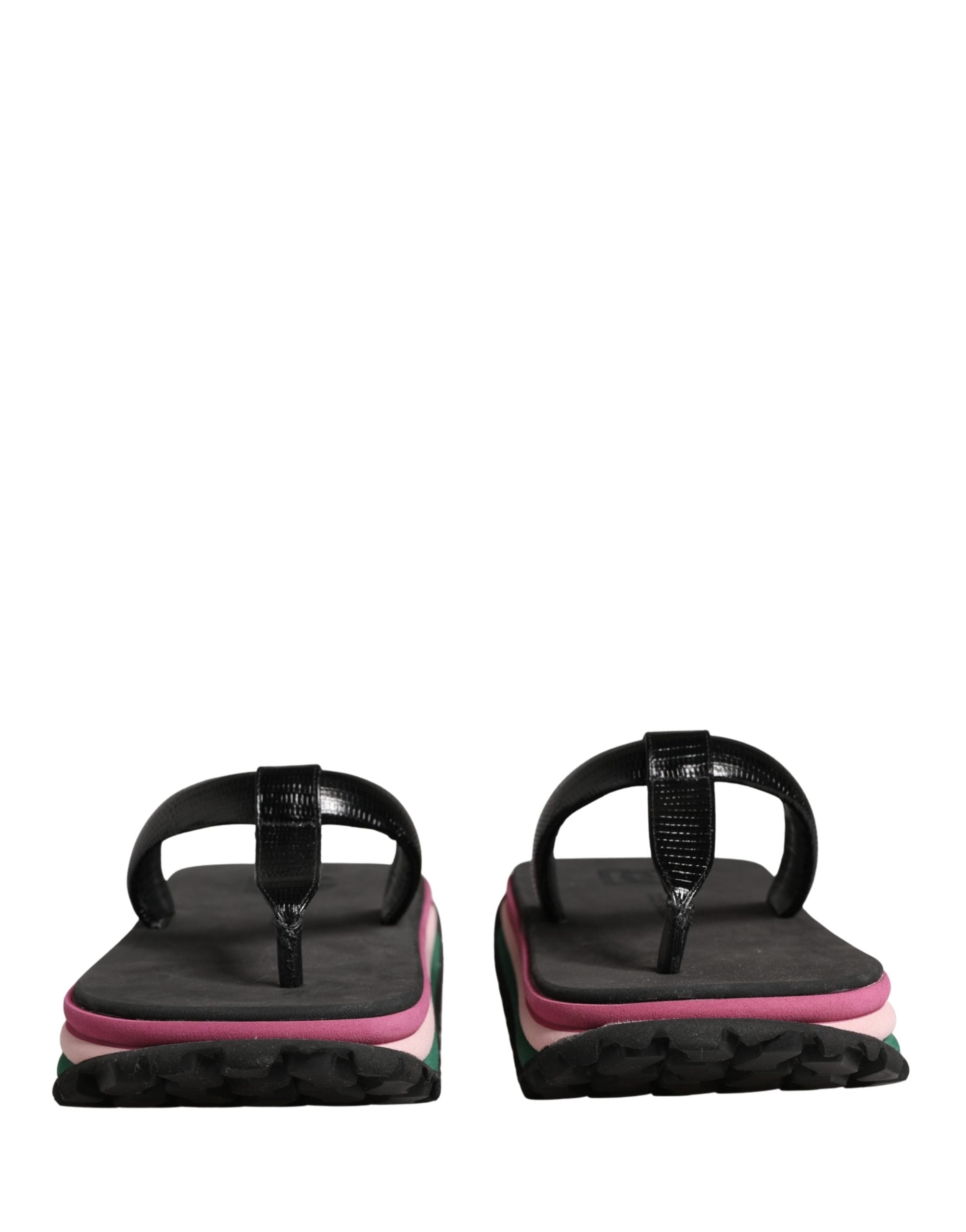 Sandales à semelles épaisses en caoutchouc multicolores de Dolce & Gabbana, chaussures de style flip-flop.