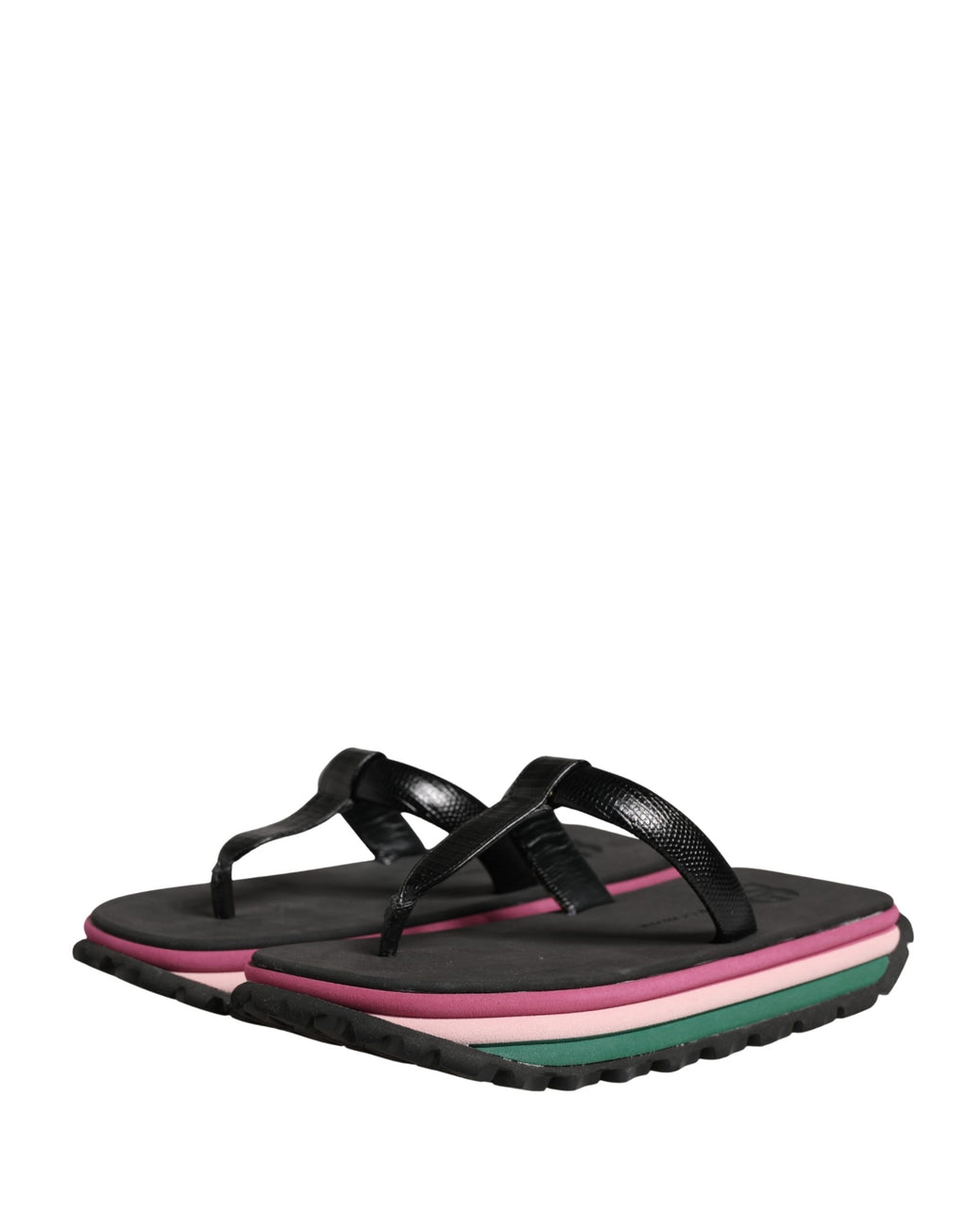 Sandales à semelles épaisses en caoutchouc multicolore de Dolce & Gabbana, chaussons de plage tendance et confortables.