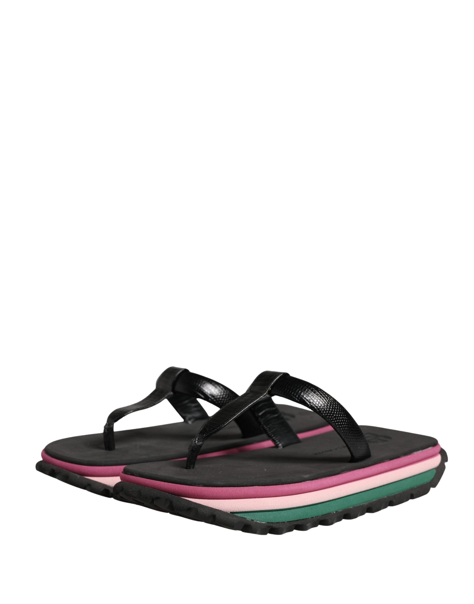 Sandales à semelles épaisses en caoutchouc multicolore de Dolce & Gabbana, chaussons de plage tendance et confortables.