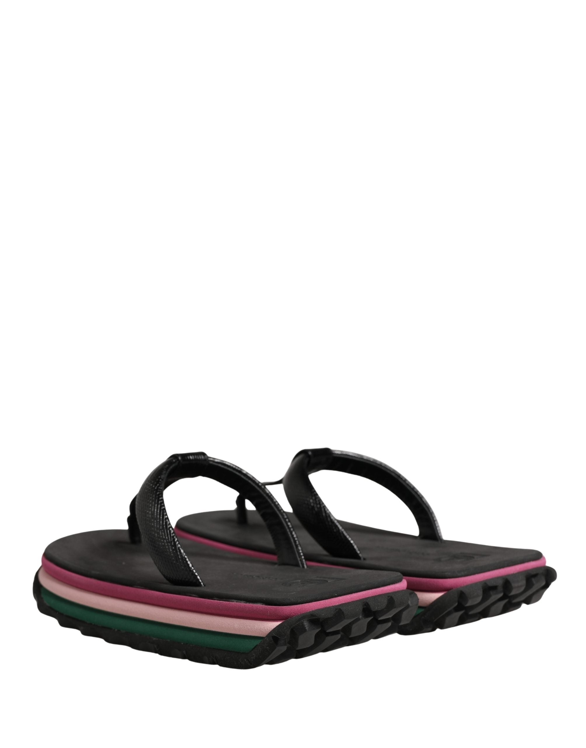 Sandales à semelles épaisses en caoutchouc multicolores Dolce & Gabbana, chaussures de plage chunky avec bride large.