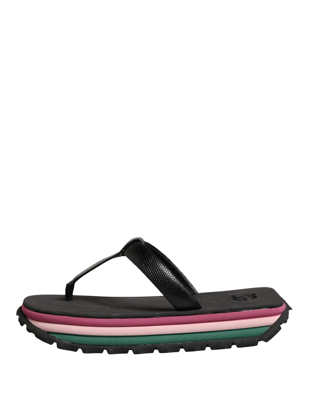 Sandales chunky en caoutchouc multicolore Dolce & Gabbana, chaussures de plage tendance avec semelle épaisse et design coloré.