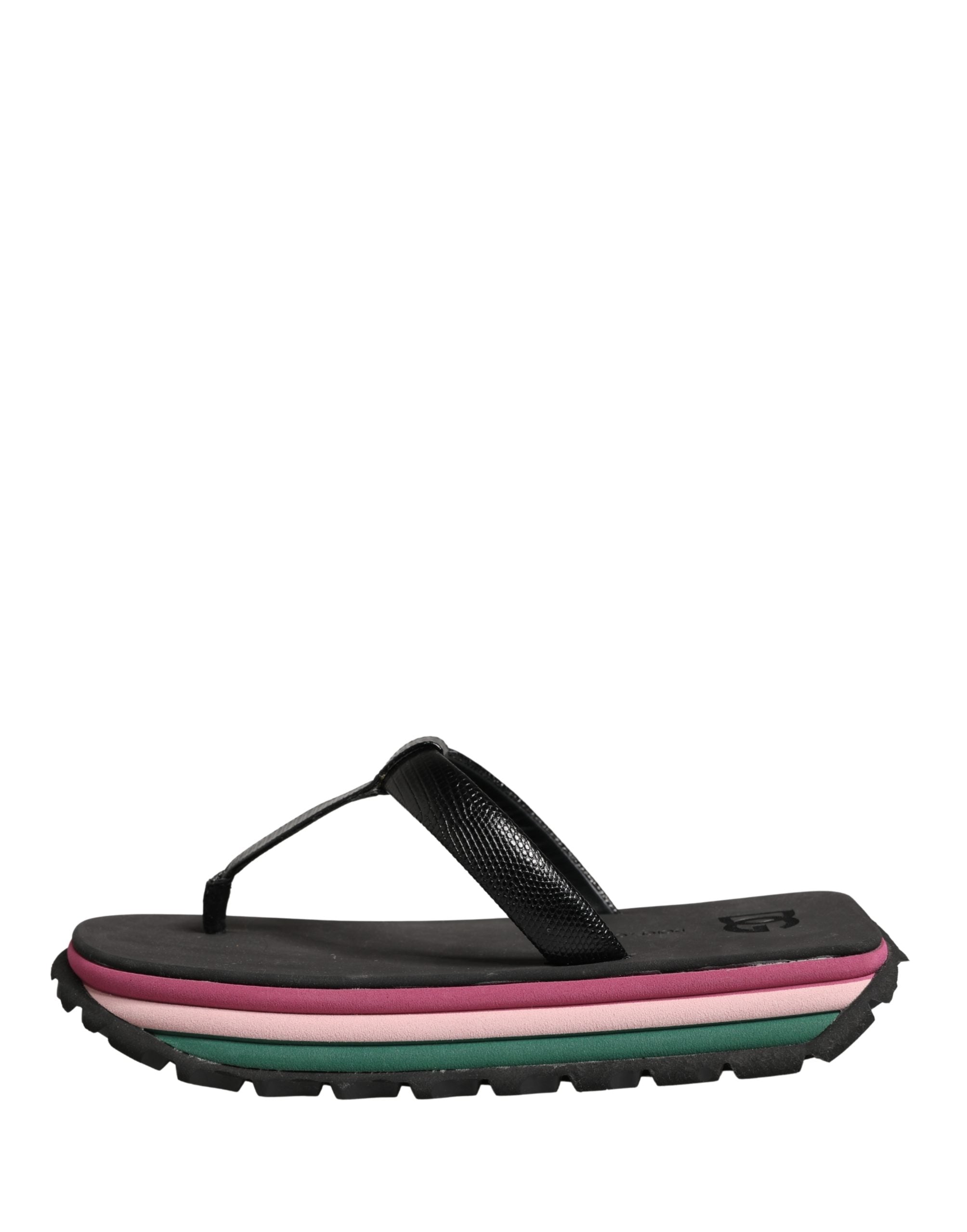 Sandales chunky en caoutchouc multicolore Dolce & Gabbana, chaussures de plage tendance avec semelle épaisse et design coloré.