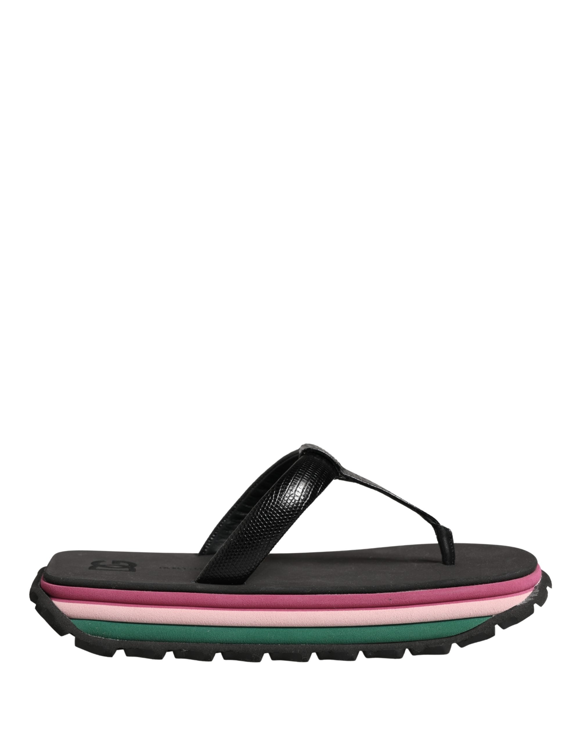 Sandales chunky en caoutchouc multicolores Dolce & Gabbana, chaussures de plage à semelle épaisse et design vibrant.