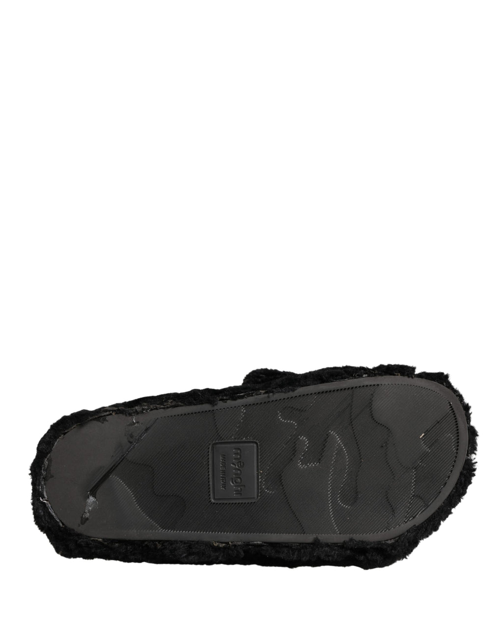 Chaussures plates Dolce & Gabbana en fourrure synthétique noire avec motif de panthère, élégantes et confortables.