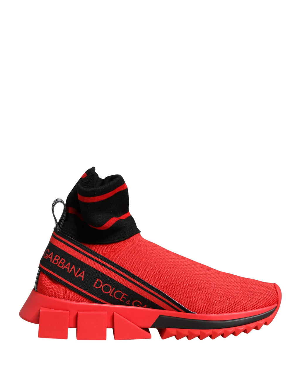 Chaussures sneakers Dolce & Gabbana Sorrento rouges et noires, style moderne avec design élégant et détails tendance.