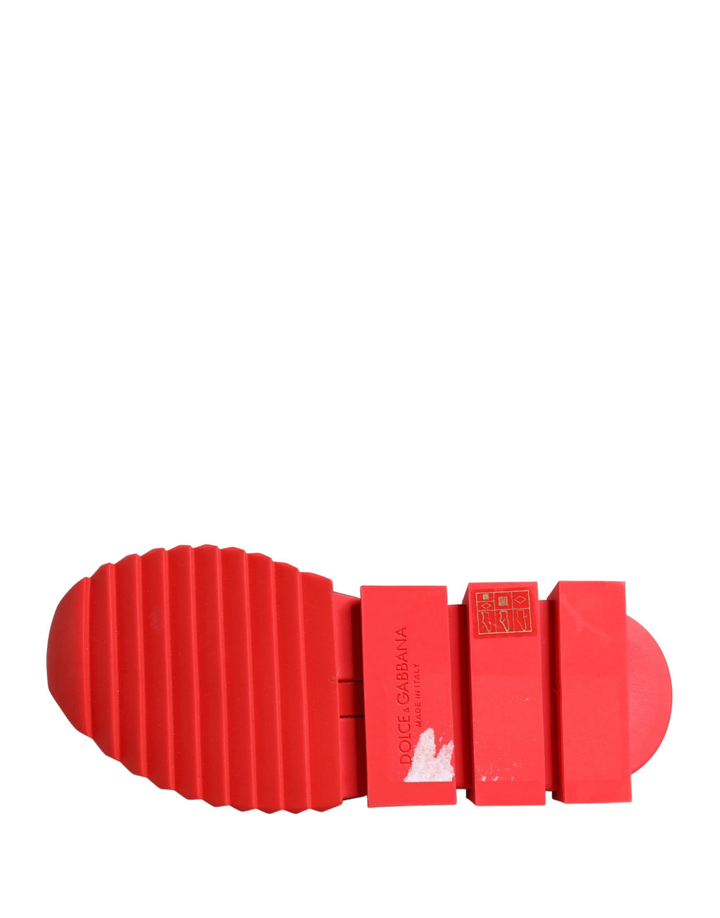 Chaussures sneakers Dolce & Gabbana Sorrento rouges et noires avec design élégant et détails en tissu, vue de face.