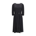 Robe décontractée Prada noire en acétate, style élégant et moderne, portée sur mannequin avec détails visibles.