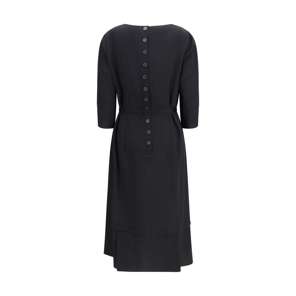 Robe décontractée en acétate noire de Prada, élégante et confortable, avec coupe fluide et détails modernes.