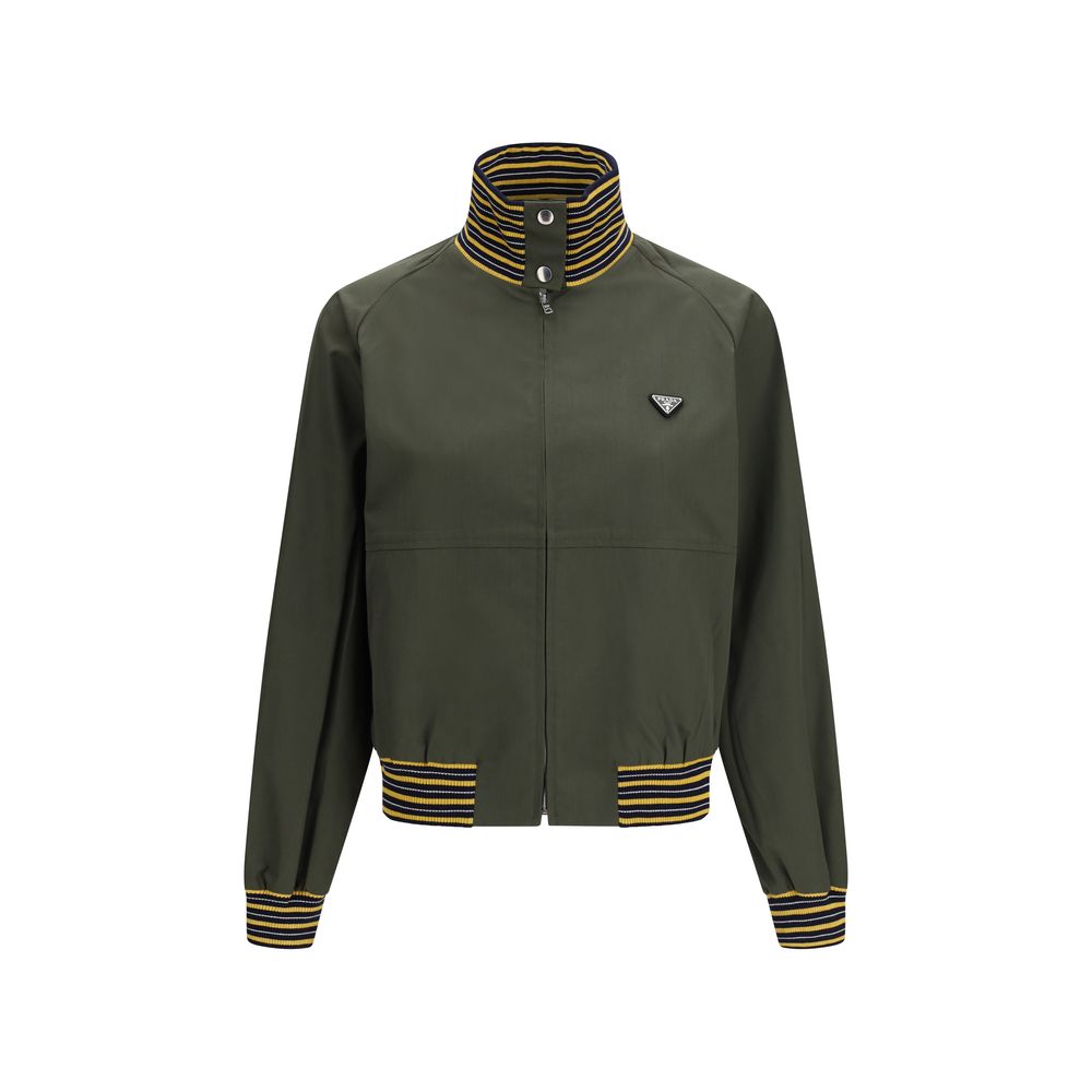 Veste bomber bicolore en polyester Prada, mode élégante avec design moderne, vue en gros plan.