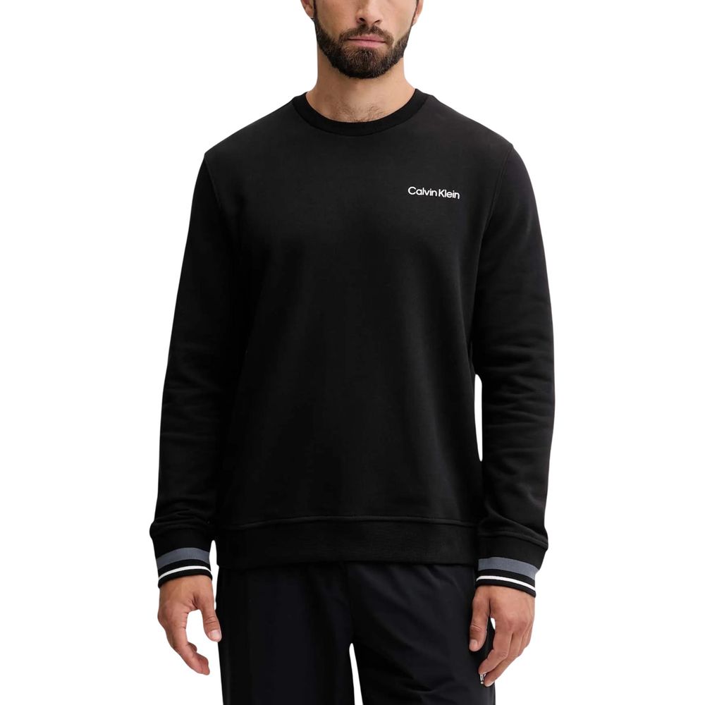 Sweatshirt noir en coton Calvin Klein Sport, vue de face, avec logo discret, pour homme, style décontracté et sportif.