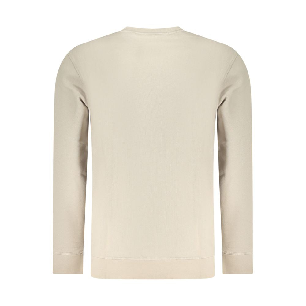 Sweat-shirt beige en coton pour homme de la marque Hugo Boss, coupe classique avec logo discret à l'avant.