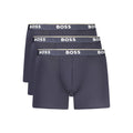Boxers pour hommes en coton bleu de la marque Hugo Boss, avec ceinture élastique et logo visible.
