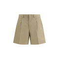 Shorts bermuda en coton beige de Prada, style décontracté avec coupe classique, pour homme ou femme.