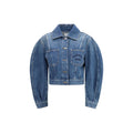 Veste en denim en coton bleu Givenchy, mode élégante avec détails modernes, vue de face sur un mannequin.