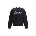 Sweat-shirt noir en coton de Dsquared² avec logo discret, porté sur un mannequin dans un style décontracté.