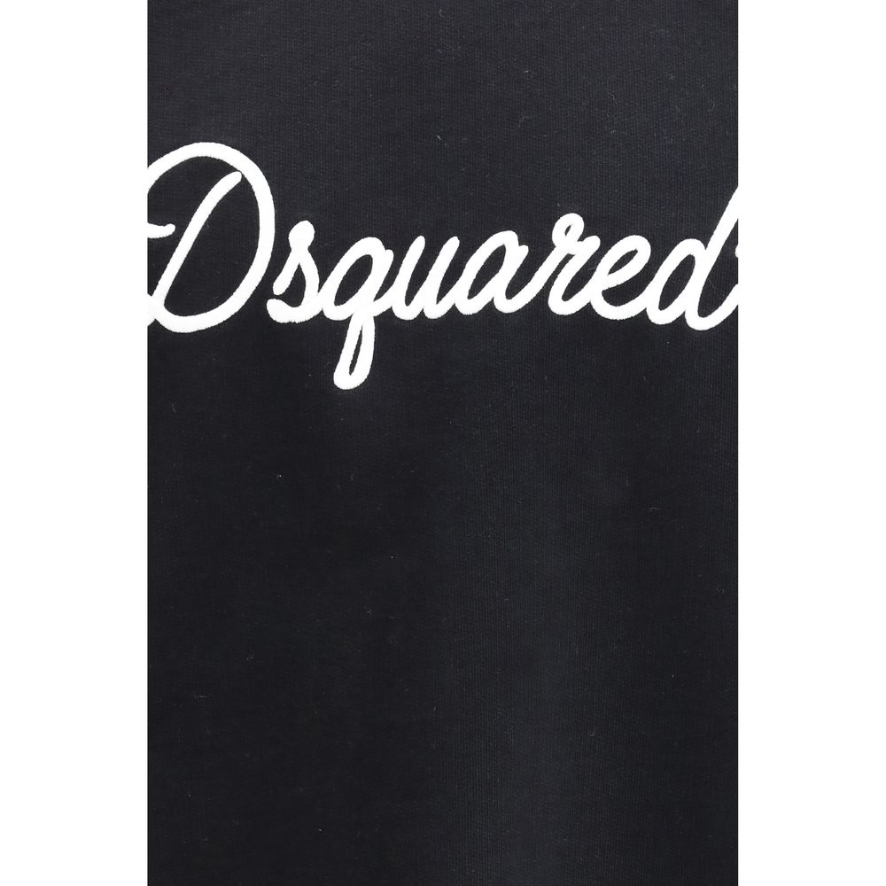 Sweat-shirt en coton noir de la marque Dsquared², coupe décontractée, avec logo discret sur la poitrine.