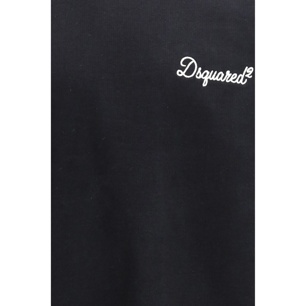 Sweatshirt en coton noir de Dsquared², vêtement décontracté avec logo de la marque, porté ou posé sur un fond neutre.