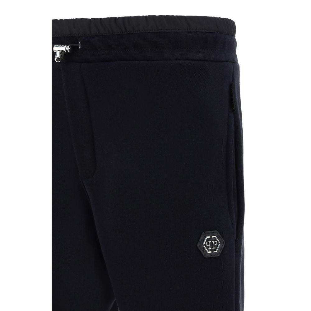 Pantalons de jogging Philipp Plein en coton noir, style décontracté, avec logo brodé sur la jambe, pour sport ou détente.
