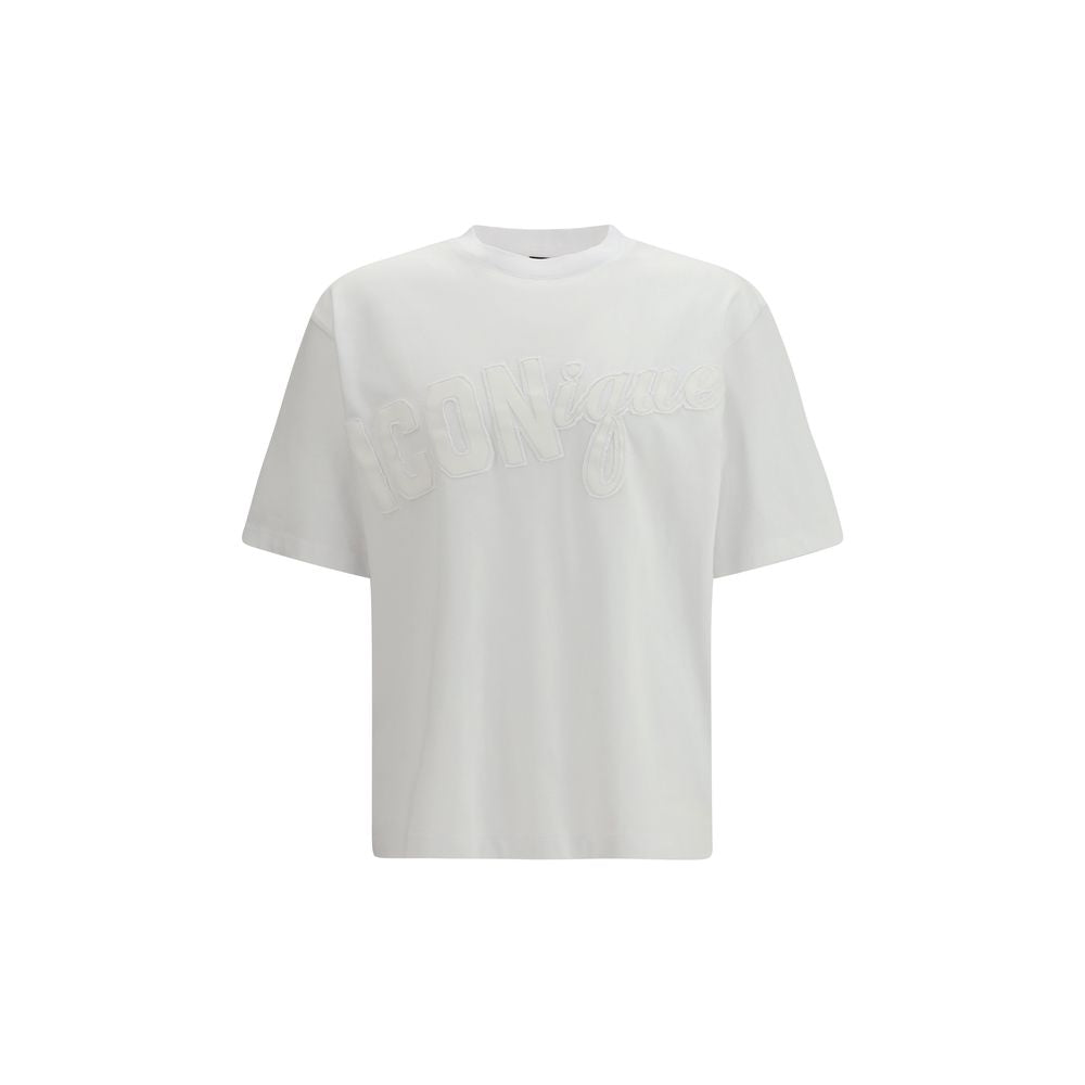 T-shirt blanc en coton de la marque Dsquared², coupe classique, visible sur l'image.